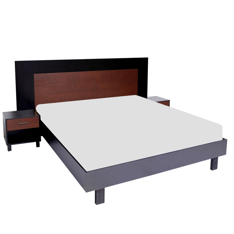 Ozmane Dark tune Set  (bed with sides, dresser and mirror) - Habitt