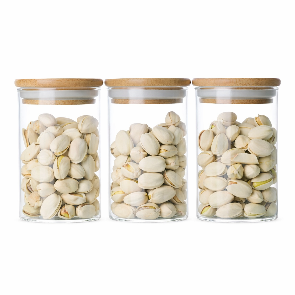 3-Piece Glass Storage Jar Set with Wooden Lids