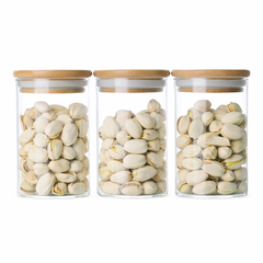 3-Piece Glass Storage Jar Set with Wooden Lids
