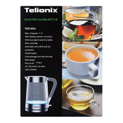 Telionix Electric Glass Kettle 1.7L – Model TEK-1404 | Fast Boil High-Power Kettle