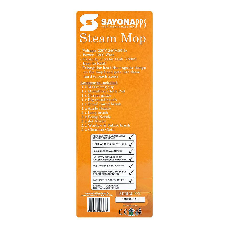 Sayona Power Steam Mop 1300W with Accessories – Model SSM-2418