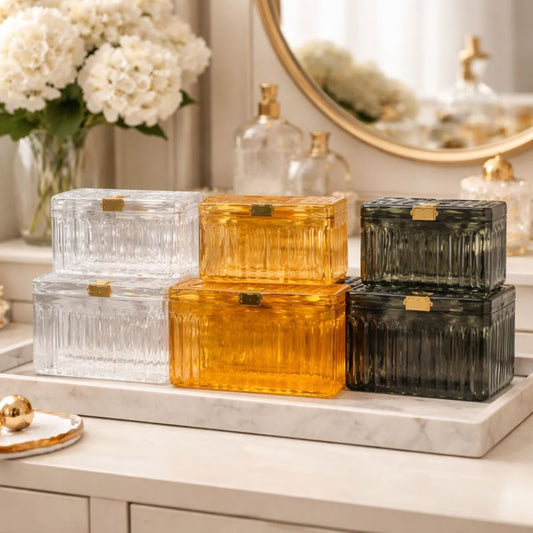Acrylic Storage Box with Lid – Small & Large Organizer (Gold, Black, White)
