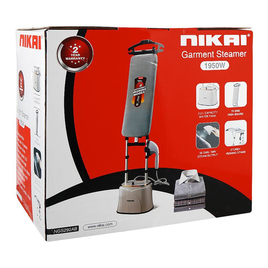Nikai Garment Steamer NGS292AB – 1950W Professional Steam Iron with Built-In Board & 2.2L Water Tank