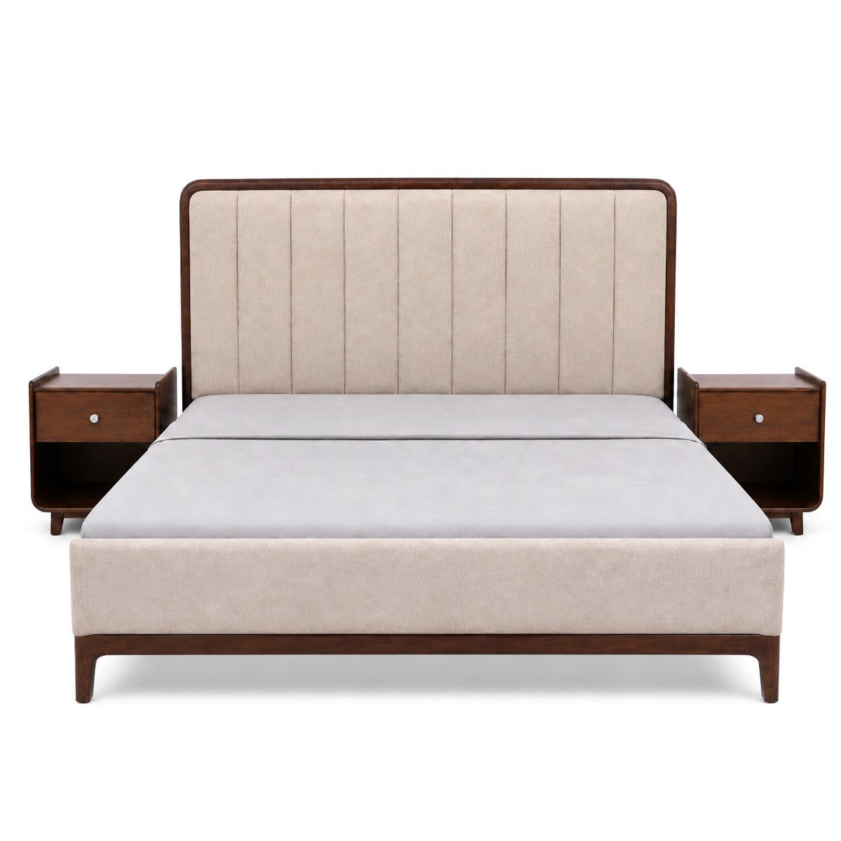 Aurra King Size Upholstered Bed | Modern Wooden King Bed with Padded Headboard - Habitt