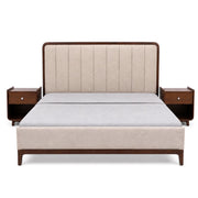 Aurra King Size Upholstered Bed | Modern Wooden King Bed with Padded Headboard - Habitt