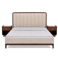 Aurra King Size Upholstered Bed | Modern Wooden King Bed with Padded Headboard - Habitt