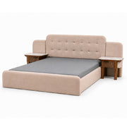Clara King Size Bed | Luxury Upholstered Bed with Marble Accent Side Tables - Habitt
