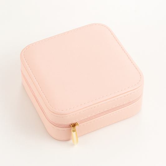 1Pc Elegant Travel Jewelry Box Organizer (Assorted) – Compact PU Leather Storage Case for Earrings, Rings & Necklaces (Black, White, Pink)