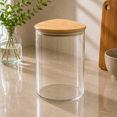 Transparent Storage Jar with Wooden Cap | Available in Small, Medium & Large Sizes