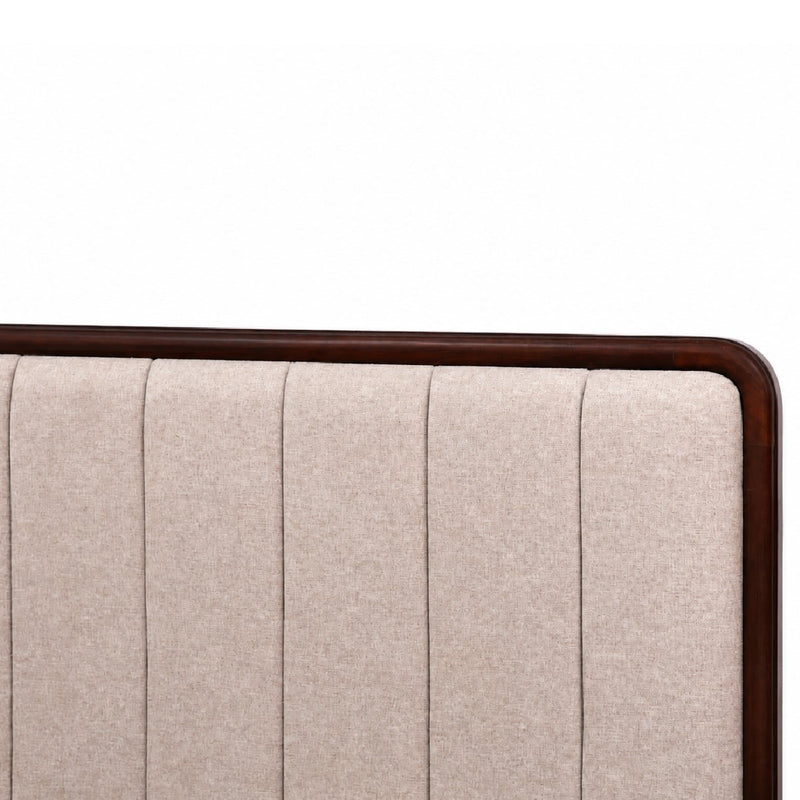 Aurra King Size Upholstered Bed | Modern Wooden King Bed with Padded Headboard - Habitt