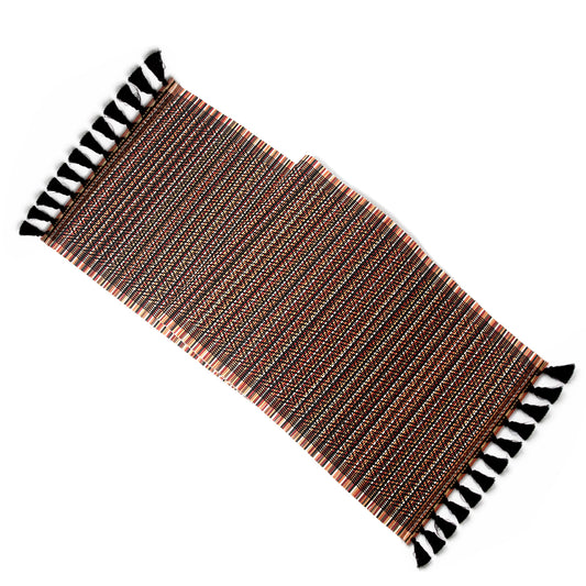 Boho Tribal Bamboo Table Runner – Black Multi Ethnic Geometric Design (13x19, 13x45, 13x72) - Habitt