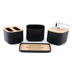 3 PCS Bathroom Set with Bamboo Tray – Modern Countertop Organizer