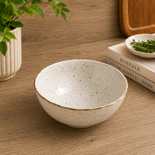 4.5-Inch Speckled Bowl – White & Black Modern Serving Bowl