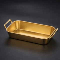 Golden Serving Bowl with Double Handle – 18 cm