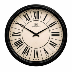 Heritage “Moon Time” Wall Clock 20" – Vintage Roman Numeral Design with Black Plastic Frame - Habitt