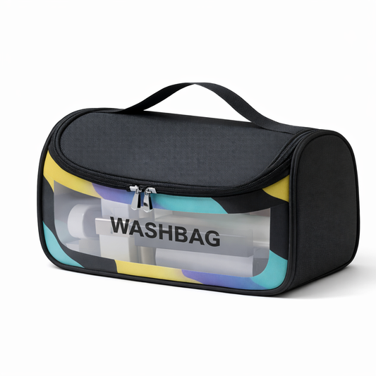 Clear PVC Washbag Pouch – Travel Toiletry & Cosmetic Organizer with Handle (Assorted Colors) - Habitt