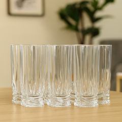 250 ml Square-Base Clear Glass – Premium Modern Drinkware 6 pcs