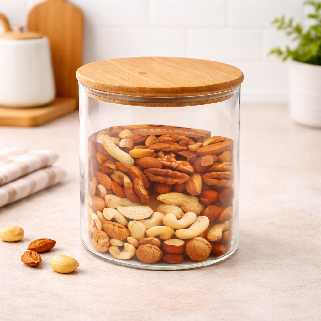 Wood Lid Jar (Medium) – Modern Kitchen Storage Container - Habitt