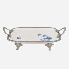 Luxury Rectangular Serving Dish – Blue Floral Design | 30 × 20 cm & 36 × 25 cm