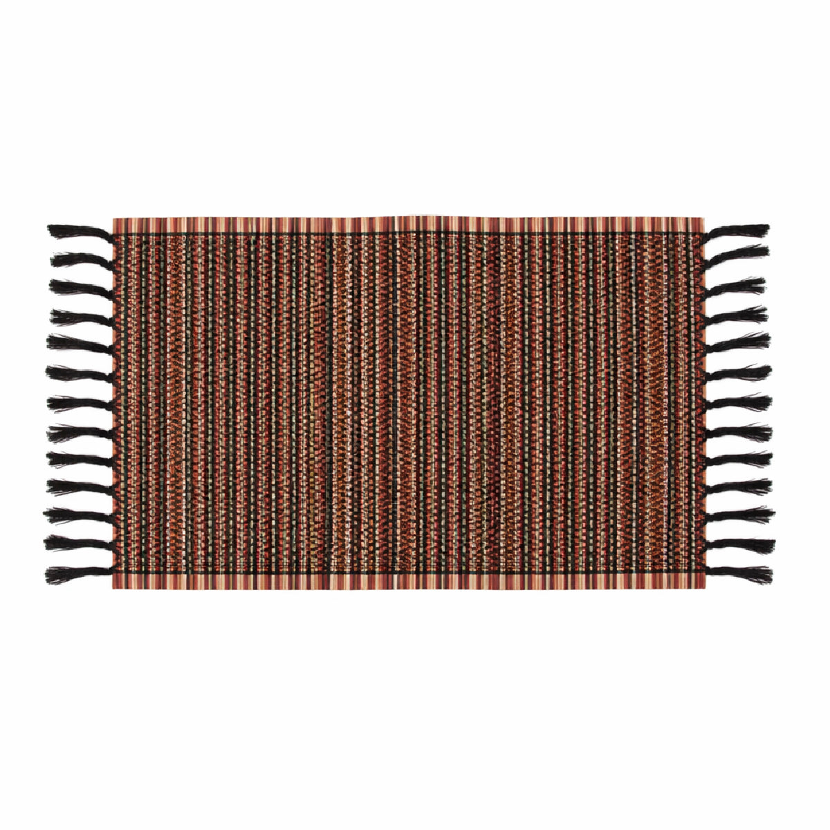 Boho Tribal Bamboo Table Runner – Black Multi Ethnic Geometric Design (13x19, 13x45, 13x72) - Habitt
