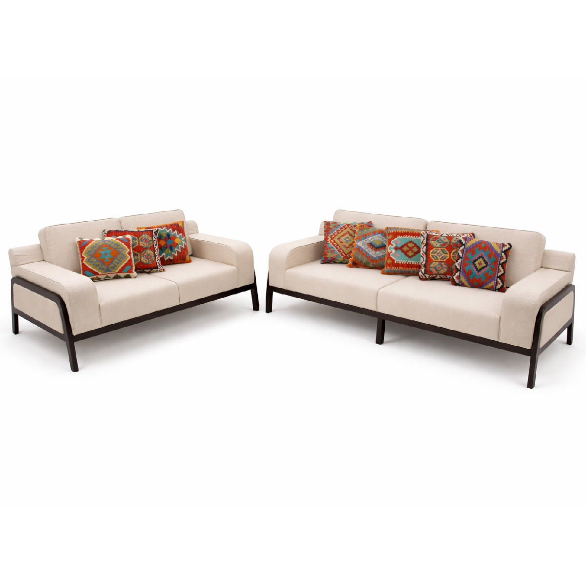 Oaklin 2 & 3 Seater Sofa Set – Modern Upholstered Fabric Sofa with Solid Wood Frame for Living Room - Habitt