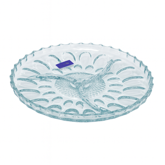 Clear Pressed-Glass Dry Fruit Tray with Floral Embossed Design – 1 Piece, 224 mm Diameter