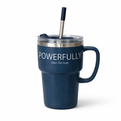 Vacuum Tumbler 600ML – Insulated Travel Mug with Straw (Brown, White, Blue, Green) - Habitt