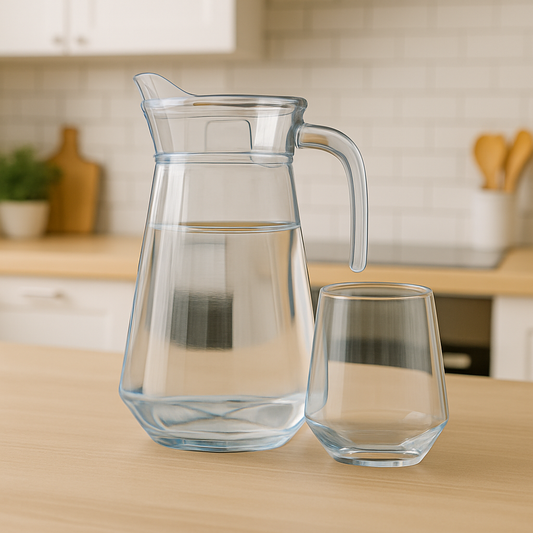 Blue-Tinted 7-Piece Water Set – 1.4 L Jug with 340 ml Glasses (Premium Coloured Glassware)