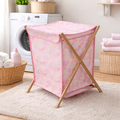 Bamboo Laundry Hamper – Foldable Clothes Basket with Fabric Liner & Lid - Habitt
