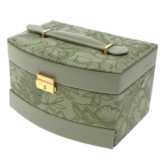 Large Printed Jewelry Storage Box – Multi‑Layer Organizer with Mirror & Drawer