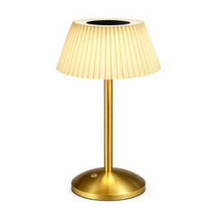 Elegant LED Table Lamp – Gold Metal Pleated Shade Bedside Accent Light - Habitt