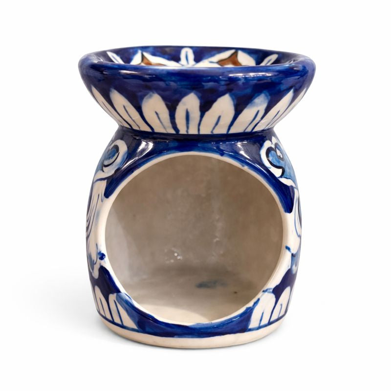 Handcrafted Blue Pottery Oil Burner – 5 Inch Height