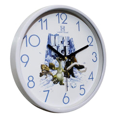 Heritage Pastel Wall Clock 12 Inch – Kids Cartoon Design with Ice Age Theme & Blue Numerals (Plastic)