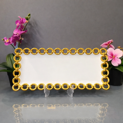 Circle Edge Rect Plate – Golden Decorative Serving Tray - Habitt