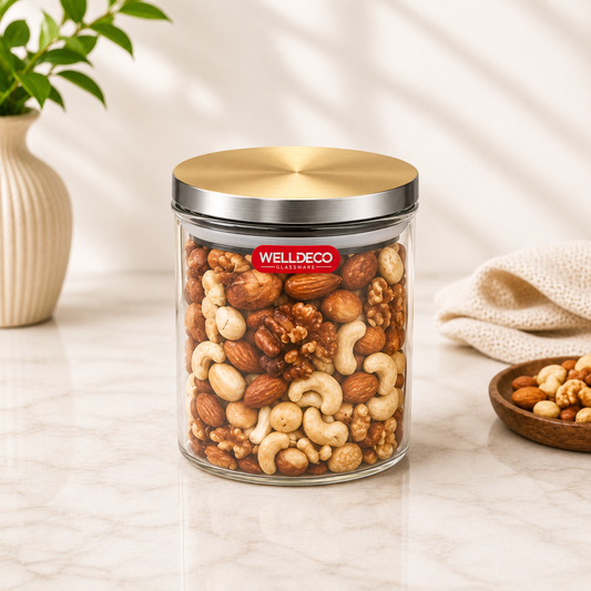 Medium Storage Jar with Steel Lid | Airtight Kitchen & Pantry Organizer - Habitt