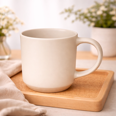 500ML Ceramic Mug with Raw Base – White