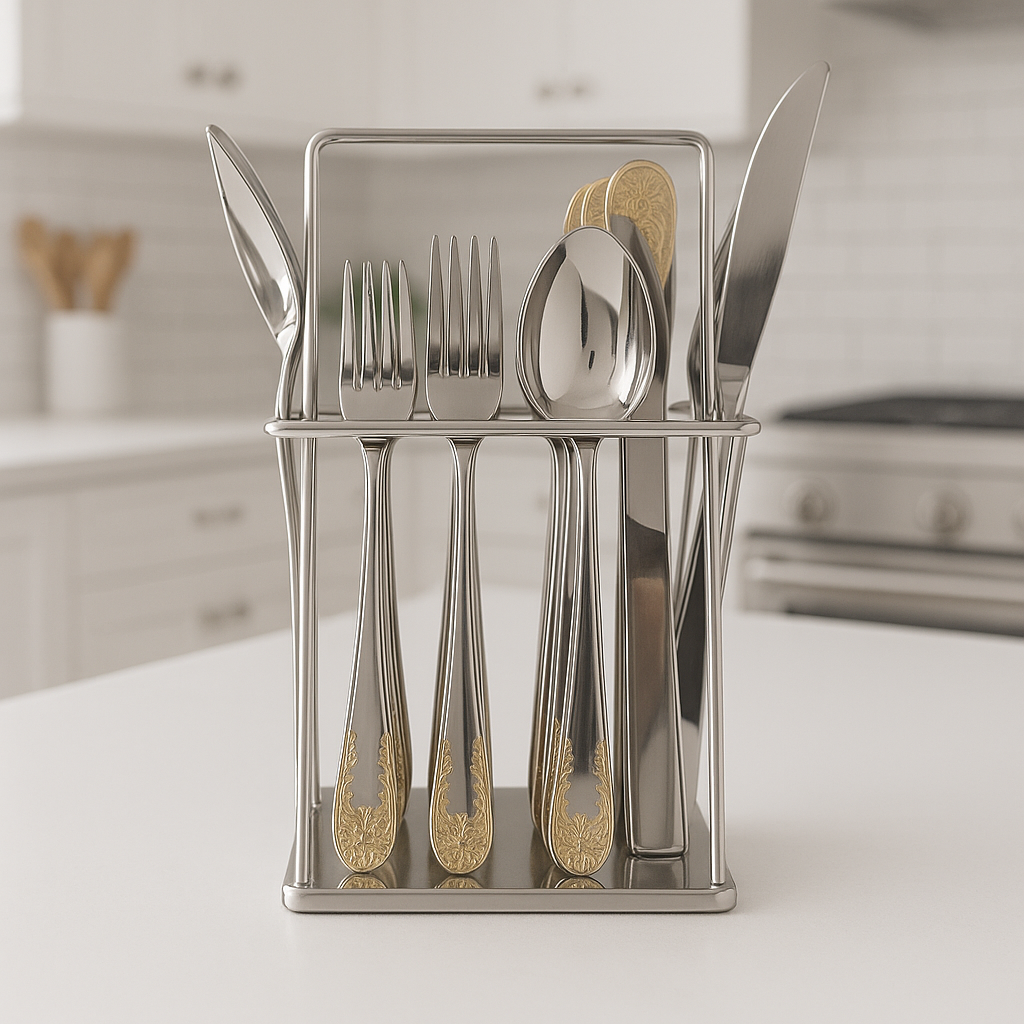 26-Piece ALPEN Cutlery Set – Stainless Steel with Gold Detailing