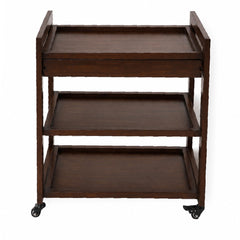 Aurra Wooden Tea Trolley | Modern Serving Cart with 3-Tier Storage & Wheels - Habitt