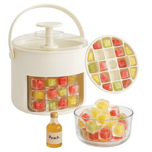 Ice Cube Dispenser Bucket with Tray & Lid – Portable Ice Maker for Home & Parties