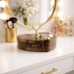 3 Layer Rotating Jewellery Box – Elegant Organizer with Deer Handle