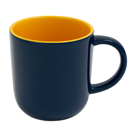 Dual-Tone Ceramic Mug – Navy Blue & Mustard Yellow Coffee Cup