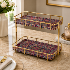 Luxury 2-Tier Gold Vanity Organizer Shelf | Decorative Countertop Storage Rack