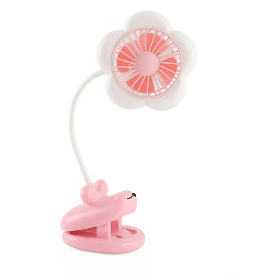 LED Flower Style Desktop Fan – Portable USB Rechargeable Clip Fan