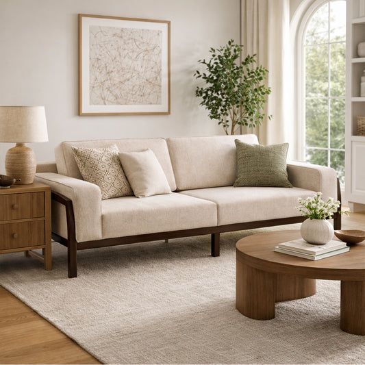 Oaklin 2 & 3 Seater Sofa Set – Modern Upholstered Fabric Sofa with Solid Wood Frame for Living Room - Habitt