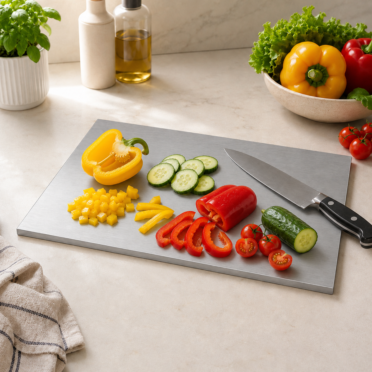 Premium Stainless Steel Cutting Board – Heavy Duty Kitchen Chopping Board (30 x 40 cm / 40 x 50 cm) - Habitt