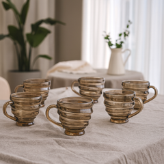CUP 210 ml Smoke – Set of 6 | Premium Deli Glassware Tea & Coffee Cups