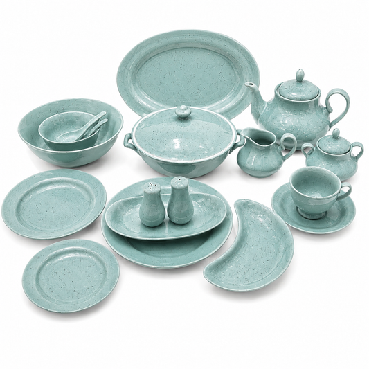 Luxury 72-Piece Mystic Turquoise Speckled Dinnerware Set