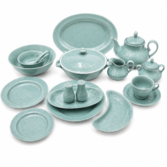 Luxury 72-Piece Mystic Turquoise Speckled Dinnerware Set