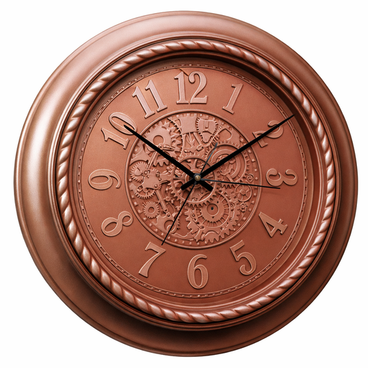 Heritage Gear 18-Inch Vintage Copper Wall Clock – Classic Decorative Metal Wall Clock for Living Room, Office & Home Décor - Habitt