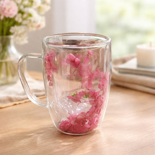 Decorative Double-Wall Glass Coffee Mug – Transparent Heat-Resistant Tea Cup